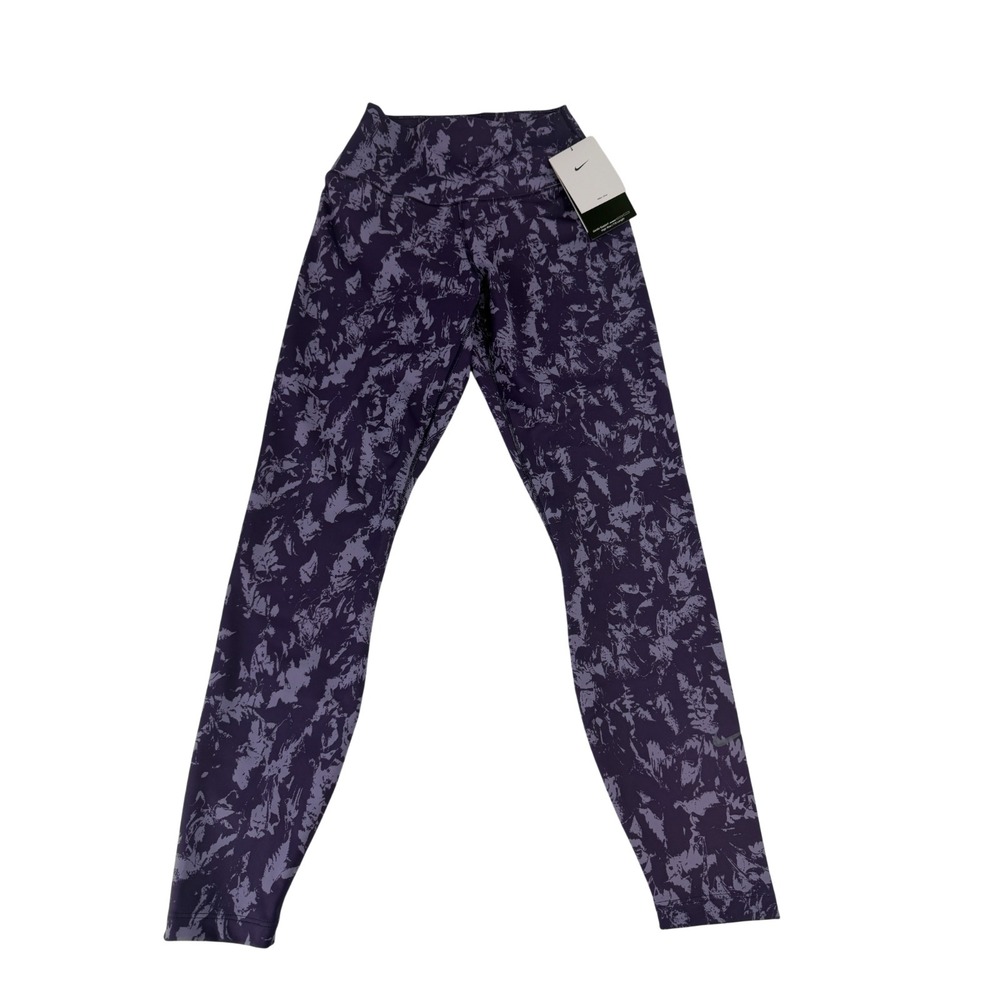 Nike One Women's High-Waisted 7/8 Printed Leggings Purple New Size XS FZ3229-509